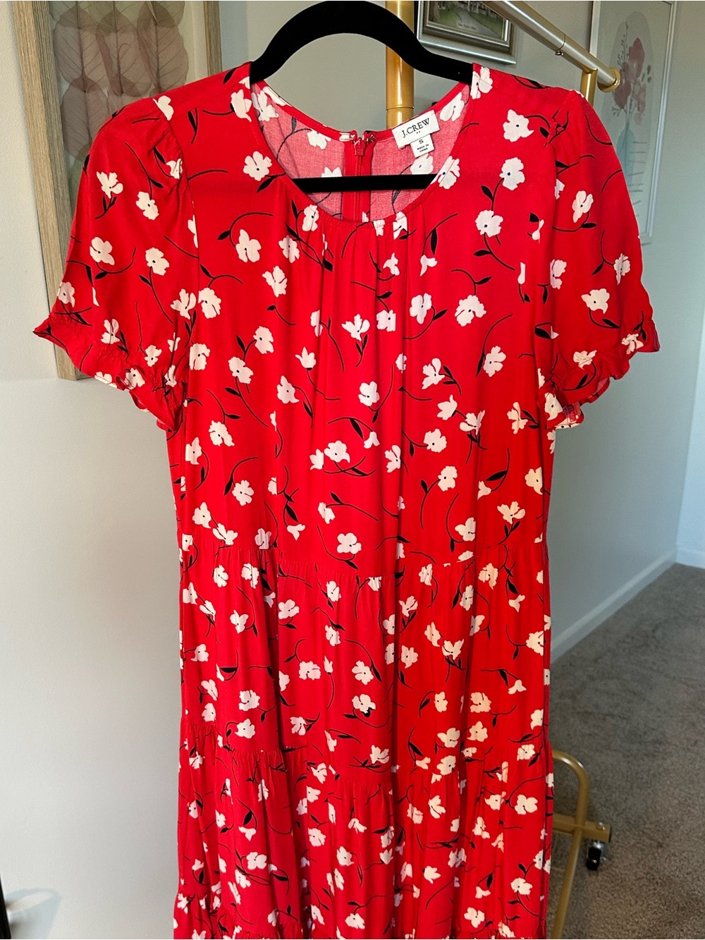 J.Crew Red Floral Midi Dress - Size S